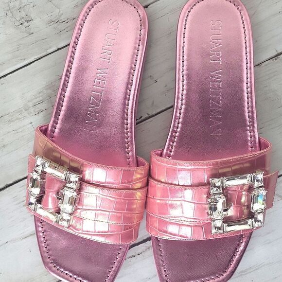 Stuart Weitzman Pantheon Pink Slide Sandals. Size 6.5B - Picture 3 of 7